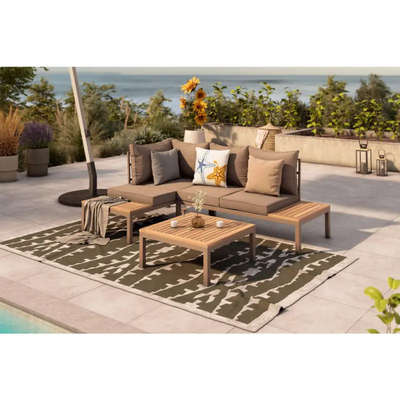 Loungegarnitur 138/207 cm Akazie vollmassiv Stahl