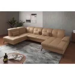 Wohnlandschaft in Echtleder Cappuccino