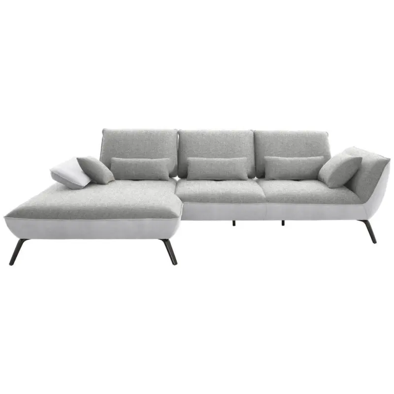 Ecksofa in Flachgewebe Hellgrau 191/301 cm