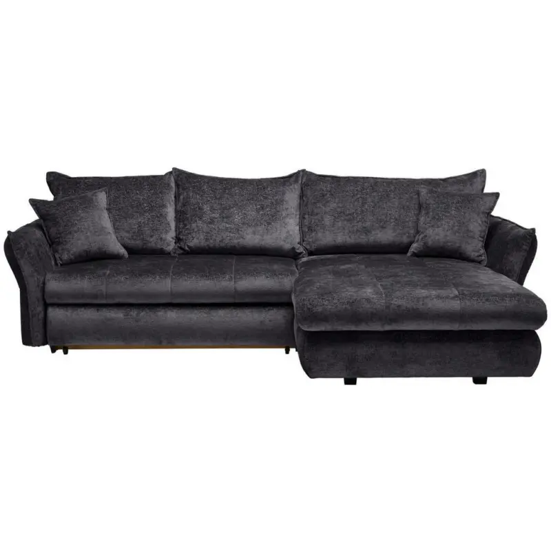 Ecksofa in Chenille Schwarz