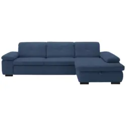Ecksofa in Flachgewebe Dunkelblau 297/174 cm
