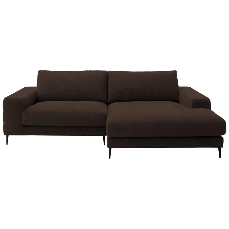 Ecksofa in Flachgewebe Dunkelbraun 253/177 cm