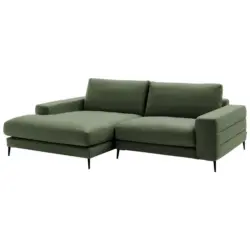 Ecksofa in Velours Gr&uuml;n 177/253 cm