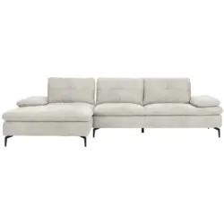 Ecksofa in Velours Ecru 179/301 cm
