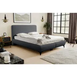 Polsterbett Lattenrost, Bettkasten Graphitfarben 160/200 cm