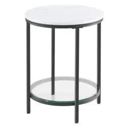 Beistelltisch in Metall, Glas, Holzwerkstoff