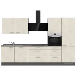 K&uuml;chenleerblock 330 cm in Wei&szlig;, Schieferfarben