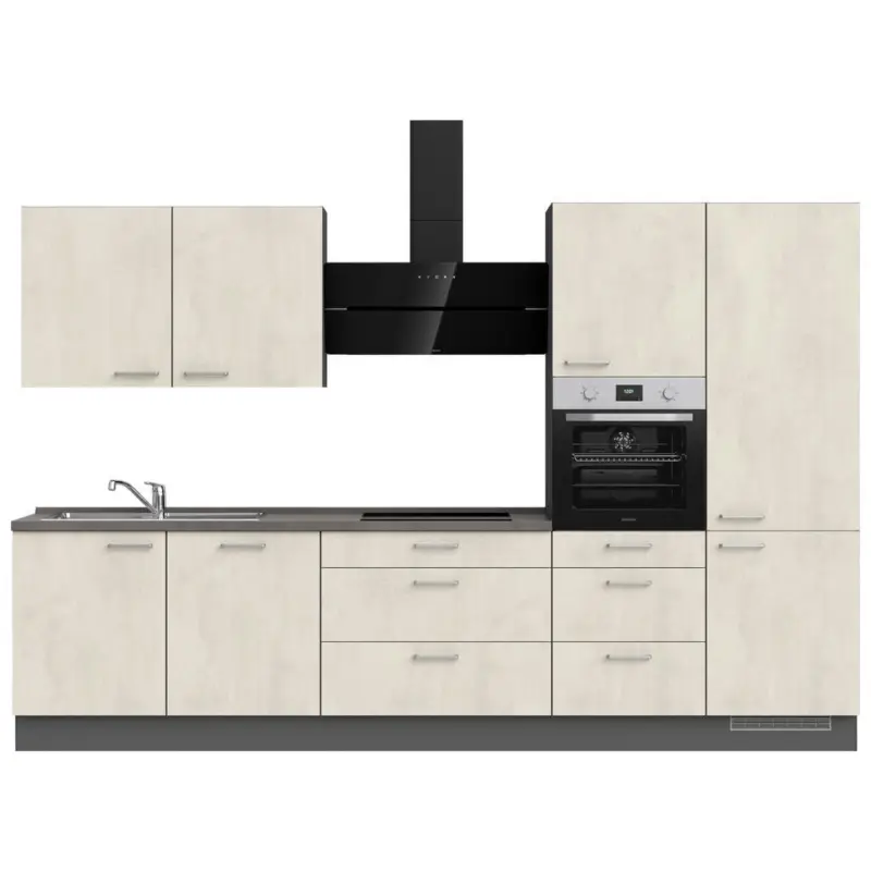 K&uuml;chenleerblock 330 cm in Wei&szlig;, Schieferfarben