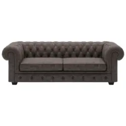 Chesterfield-Sofa in Echtleder Dunkelbraun