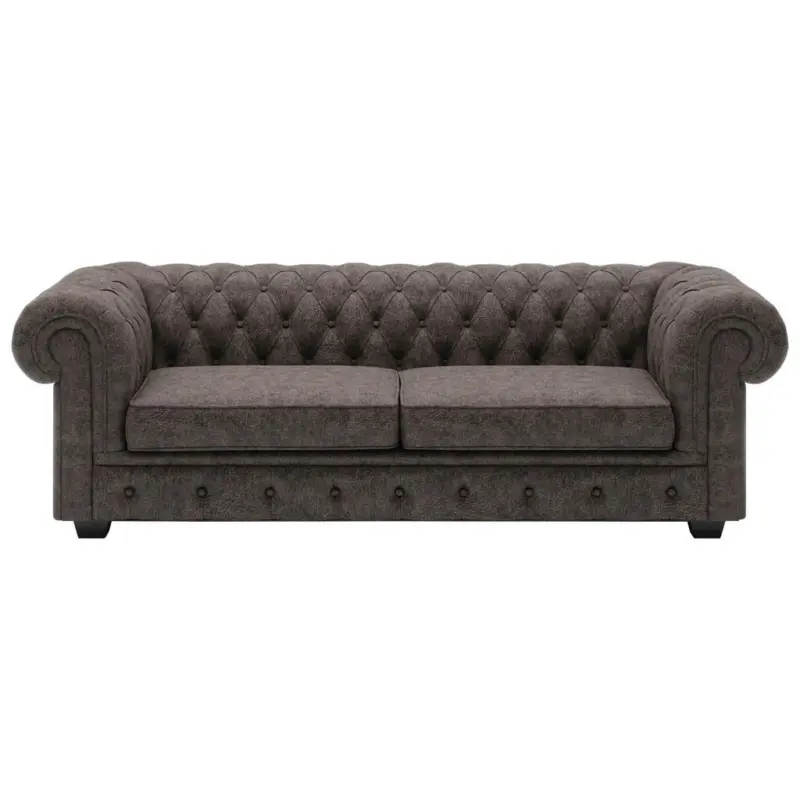 Chesterfield-Sofa in Echtleder Dunkelbraun