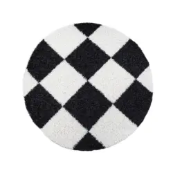 Hochflorteppich 200 cm Milano Schwarz, Wei&szlig;