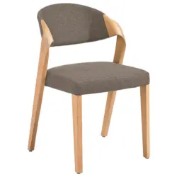 Stuhl in Holz, Textil Braun, Eichefarben