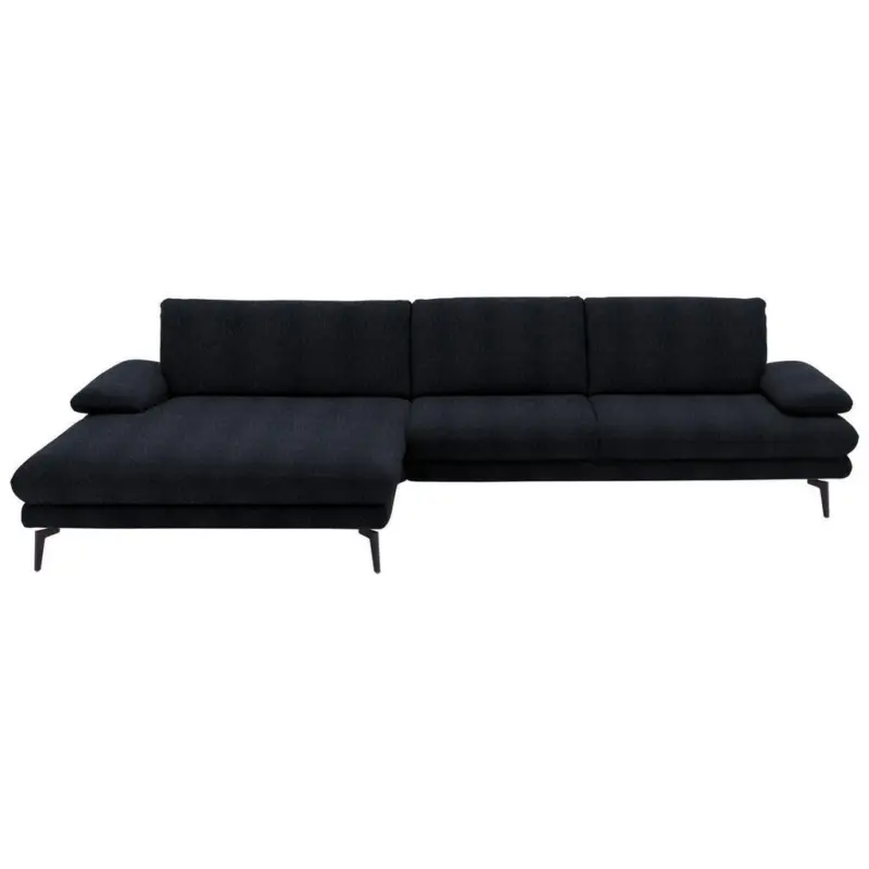Ecksofa in Chenille Schwarz 180/310 cm