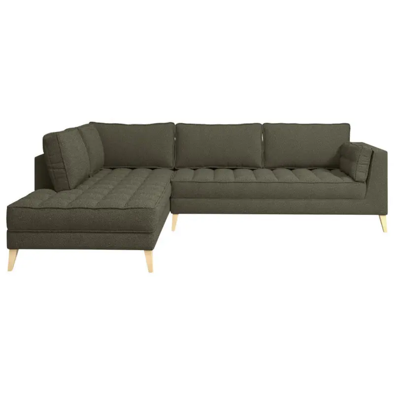 Ecksofa in Boucl&eacute; Dunkelgr&uuml;n 204/310 cm