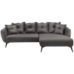 Ecksofa in Lederlook Anthrazit 277/162 cm