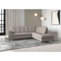 Ecksofa Zora E in Flachgewebe Taupe 244/212 cm