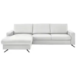 Ecksofa Beldomo premium in Echtleder Wei&szlig; 165/267 cm