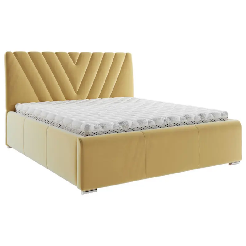 Polsterbett Lattenrost, Bettkasten Gelb 160/200 cm