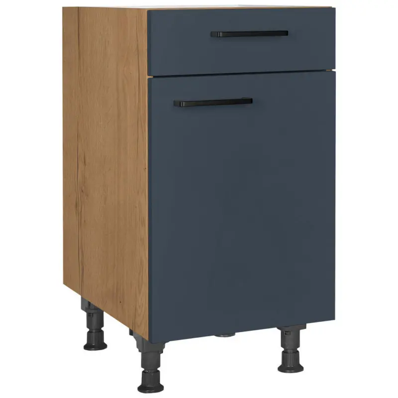 Schubkastenunterschrank 45/87/56 cm in Blau, Eichefarben