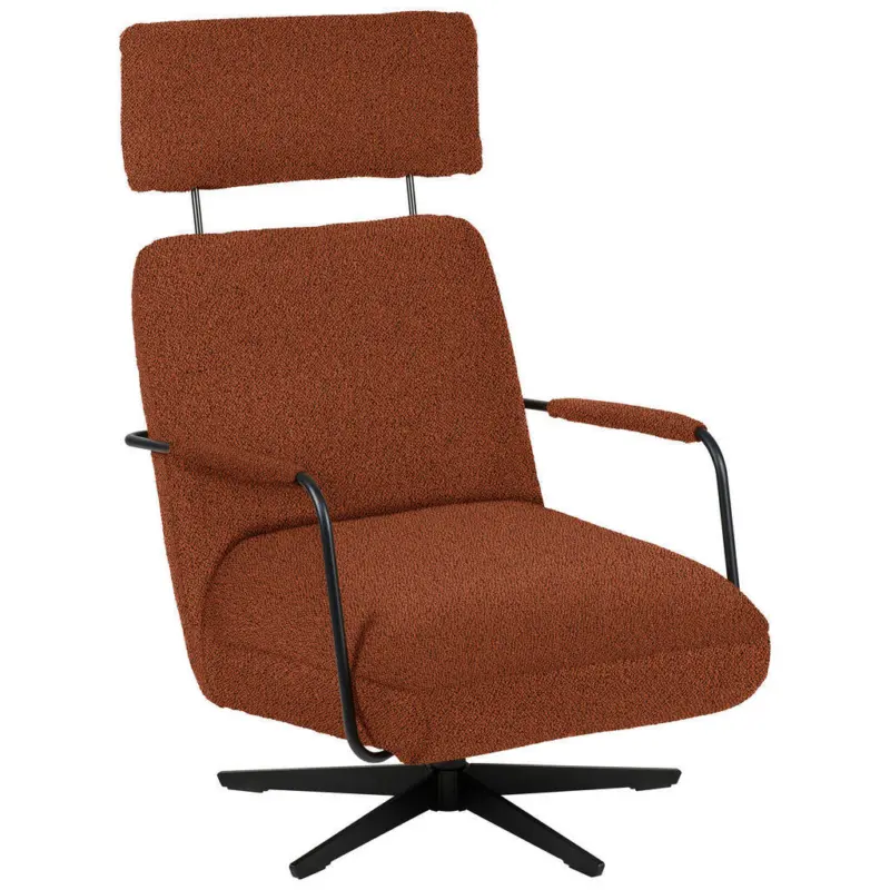 Sessel in Flachgewebe, Boucl&eacute; Rostfarben
