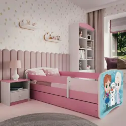 Kinder-/Juniorbett 80/160 cm in Wei&szlig;, Pink