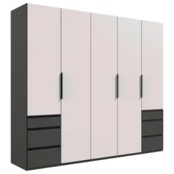 Dreht&uuml;renschrank in Graphitfarben, Wei&szlig;