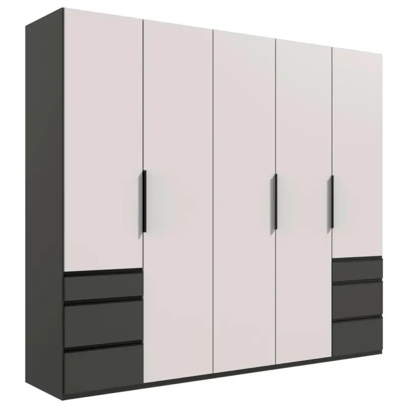 Dreht&uuml;renschrank in Graphitfarben, Wei&szlig;