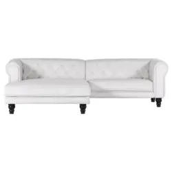 Ecksofa in Pl&uuml;sch Wei&szlig; 160/260 cm