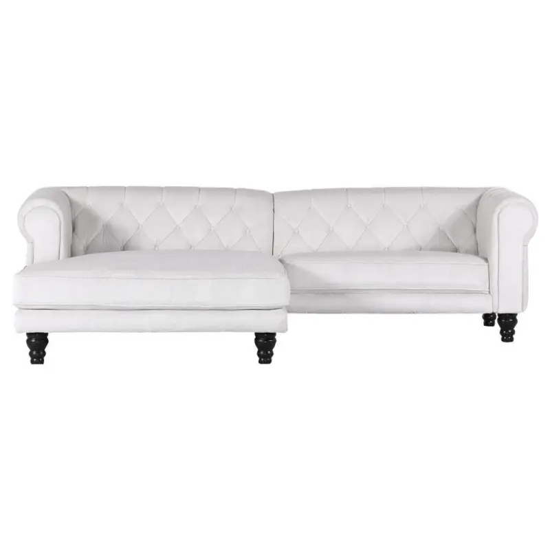 Ecksofa in Pl&uuml;sch Wei&szlig; 160/260 cm