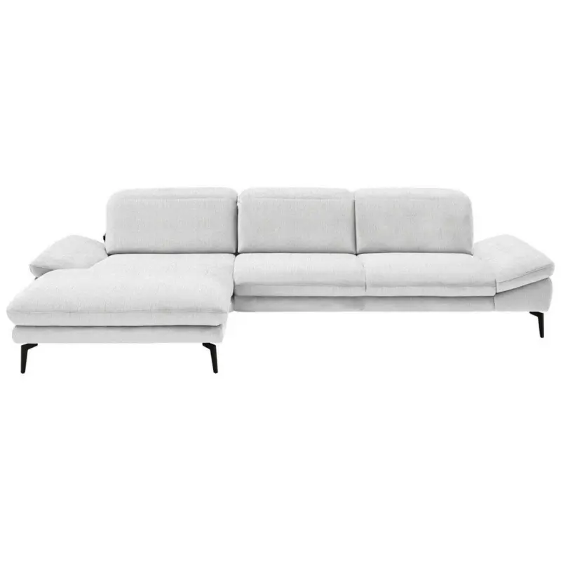 Ecksofa in Chenille Wei&szlig; 188/319 cm