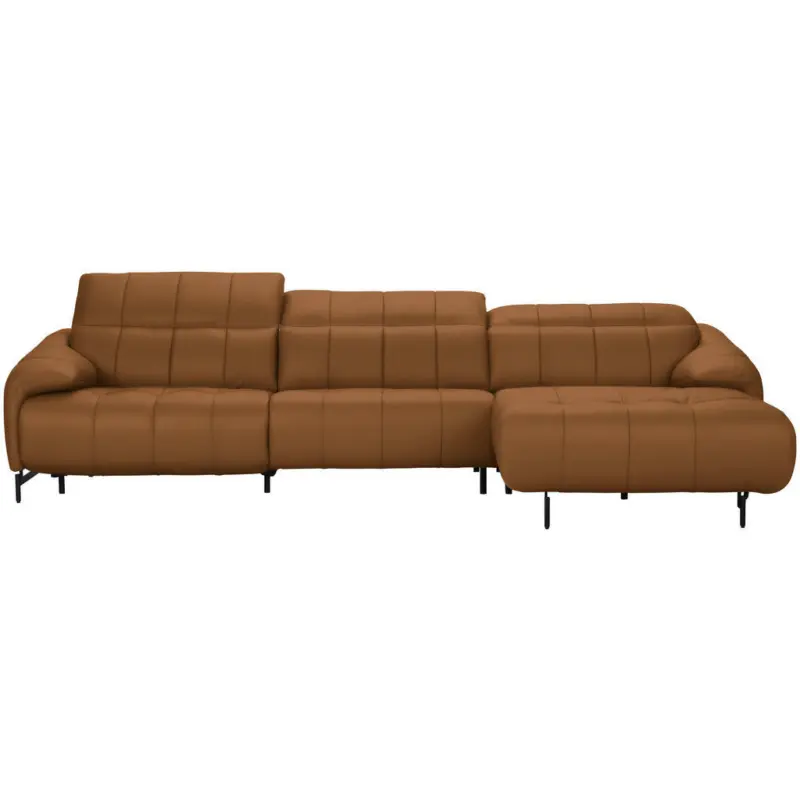 Ecksofa in Echtleder Currygelb 313/165 cm