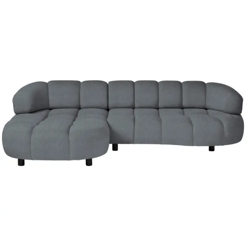 Ecksofa in Webstoff Grau 183/284 cm