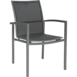 Stapelsessel in Metall, Textil Graphitfarben, Grau, Silberfarben