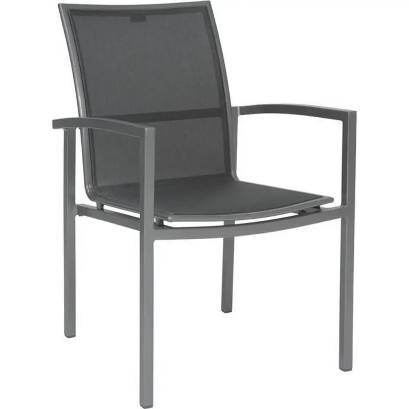 Stapelsessel in Metall, Textil Graphitfarben, Grau, Silberfarben