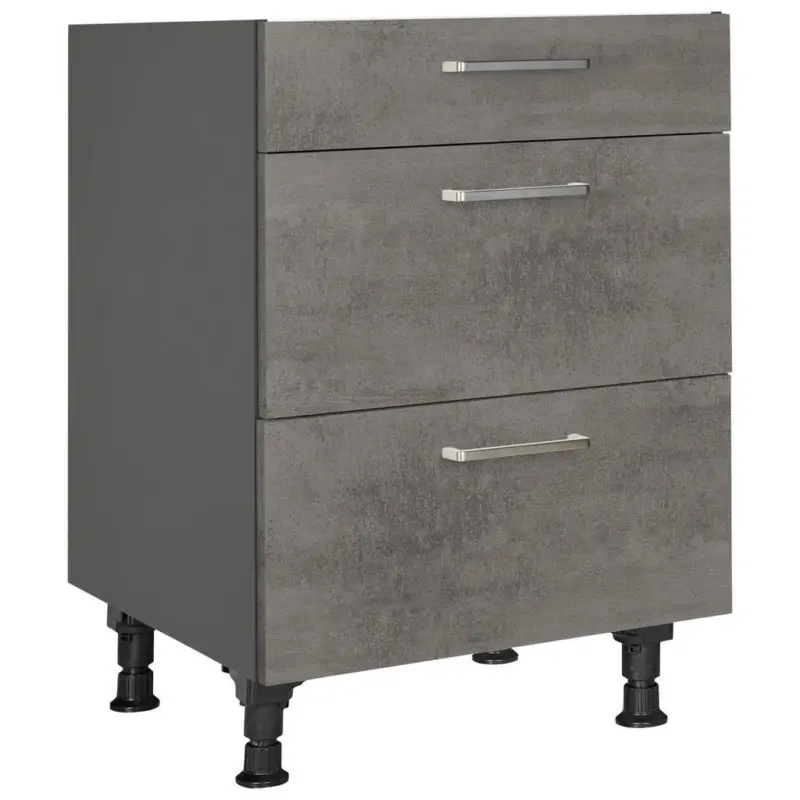 Schubkastenunterschrank 60/87/56 cm in Schieferfarben