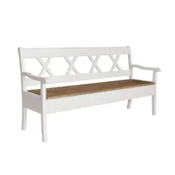 Sitzbank in Holz Wei&szlig;