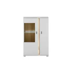 Vitrine in Wei&szlig;, Eiche Wotan