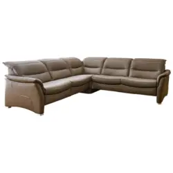 Ecksofa Valdera in Echtleder Dunkelbraun 277/277 cm
