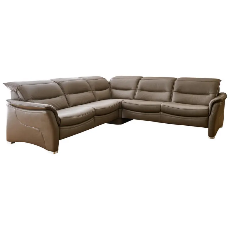 Ecksofa Valdera in Echtleder Dunkelbraun 277/277 cm
