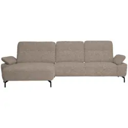 Ecksofa in Chenille, Flachgewebe Beige 165/318 cm