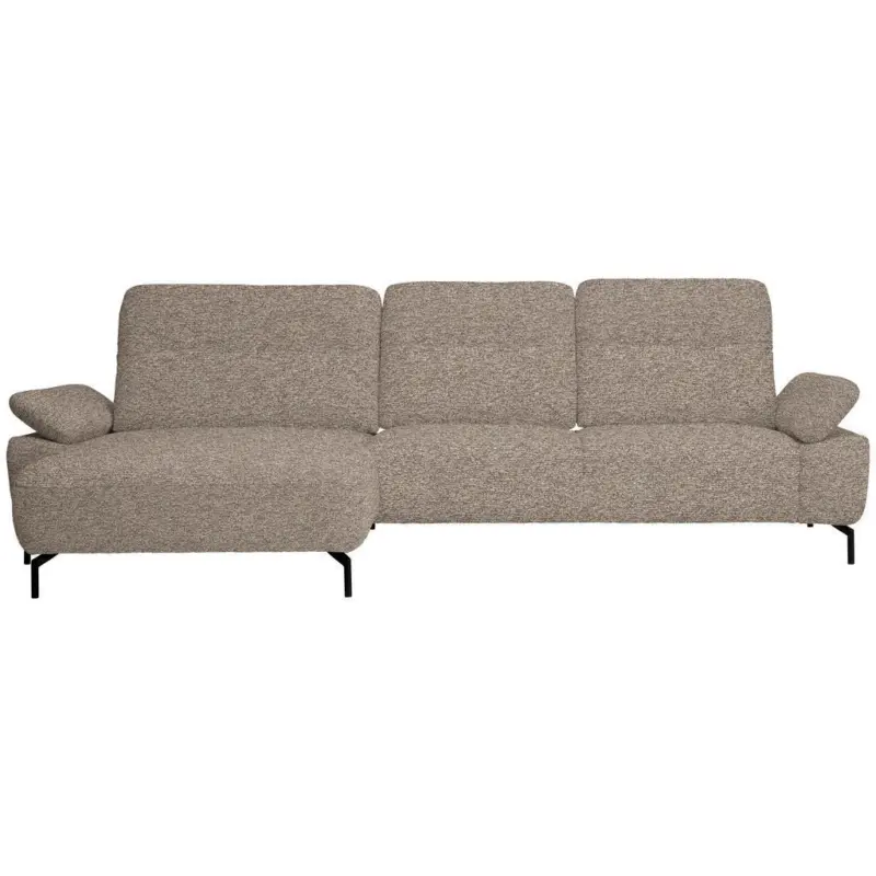 Ecksofa in Chenille, Flachgewebe Beige 165/318 cm