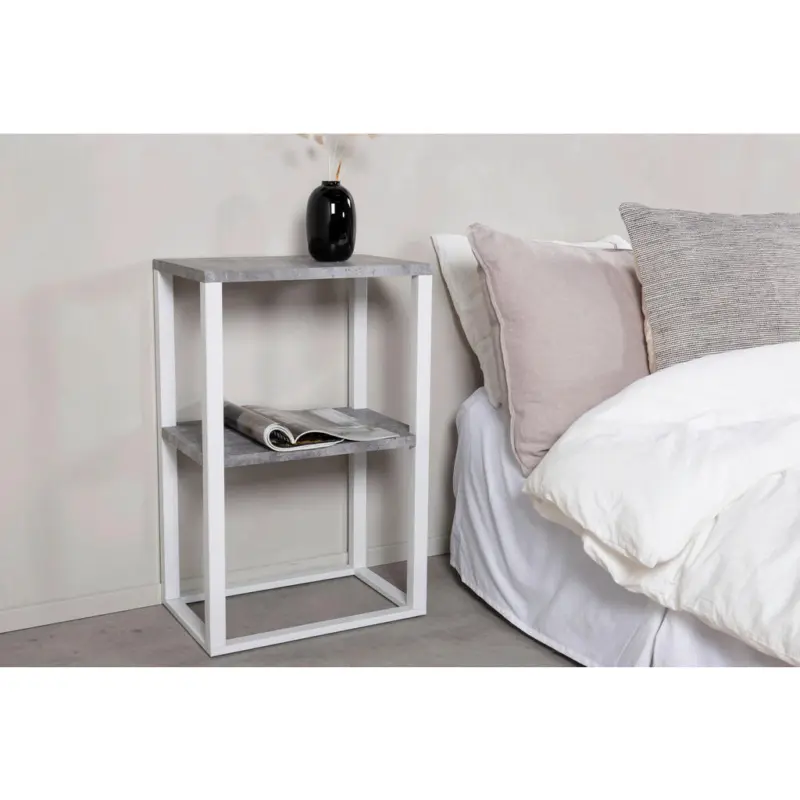 Nachttisch 30/68/30 cm in furniert Grau, Wei&szlig;