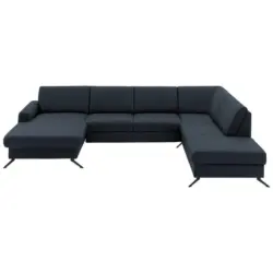 Wohnlandschaft in Echtleder Dunkelblau