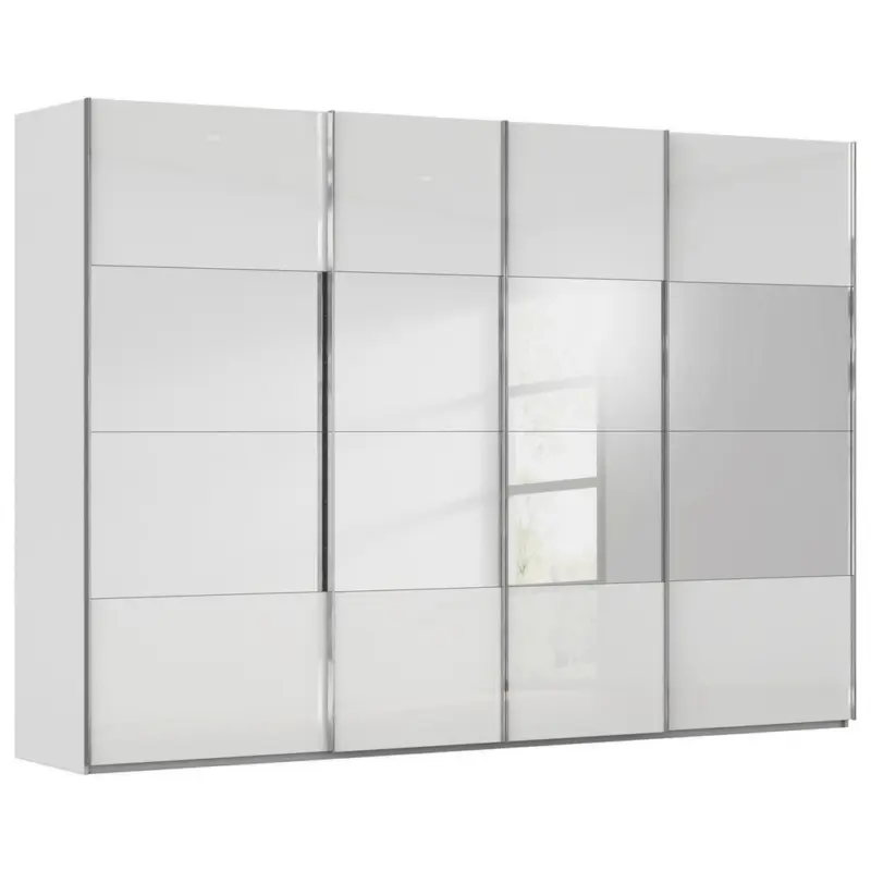 Schwebet&uuml;renschrank in Wei&szlig;, Seidengrau