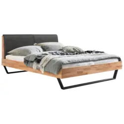 Bett 140/200 cm in Kernbuche, Graubraun