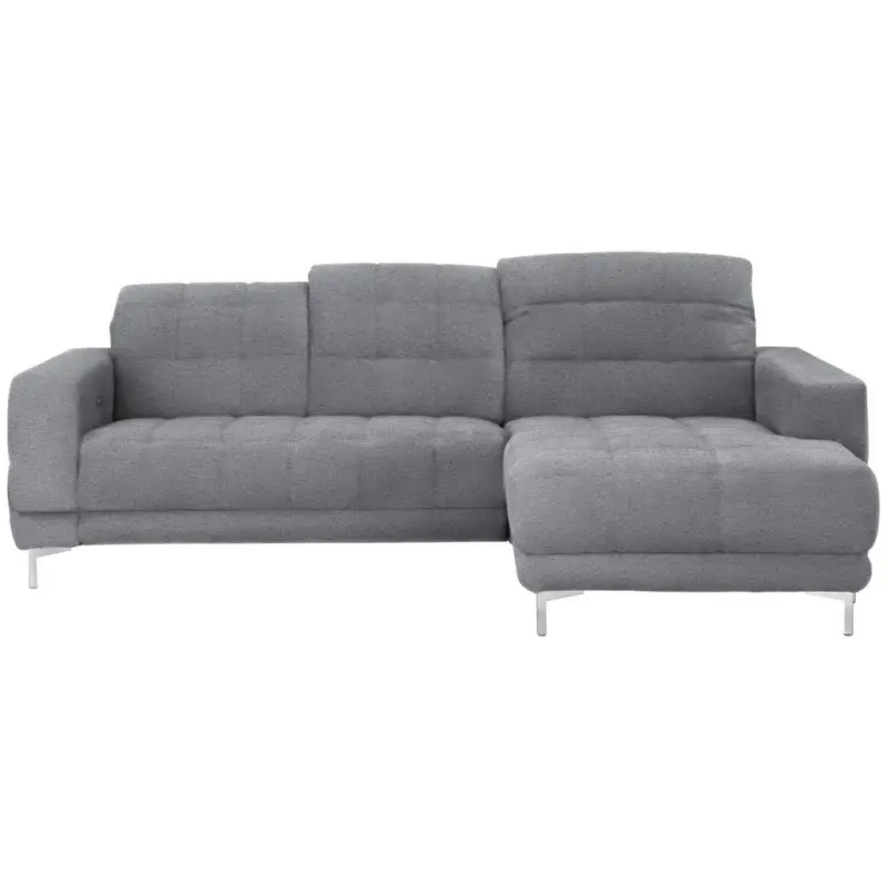 Ecksofa in Webstoff Grau 260/187 cm