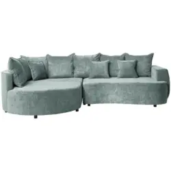 Ecksofa in Chenille Mintgr&uuml;n 194/307 cm