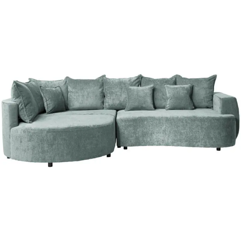 Ecksofa in Chenille Mintgr&uuml;n 194/307 cm