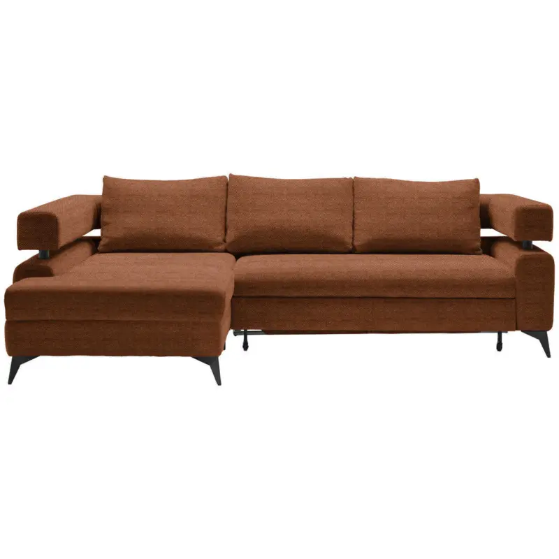 Ecksofa in Chenille Cognac