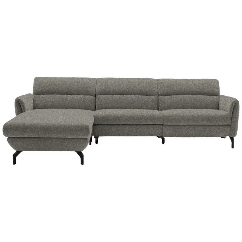 Ecksofa in Chenille Greige 187/299 cm